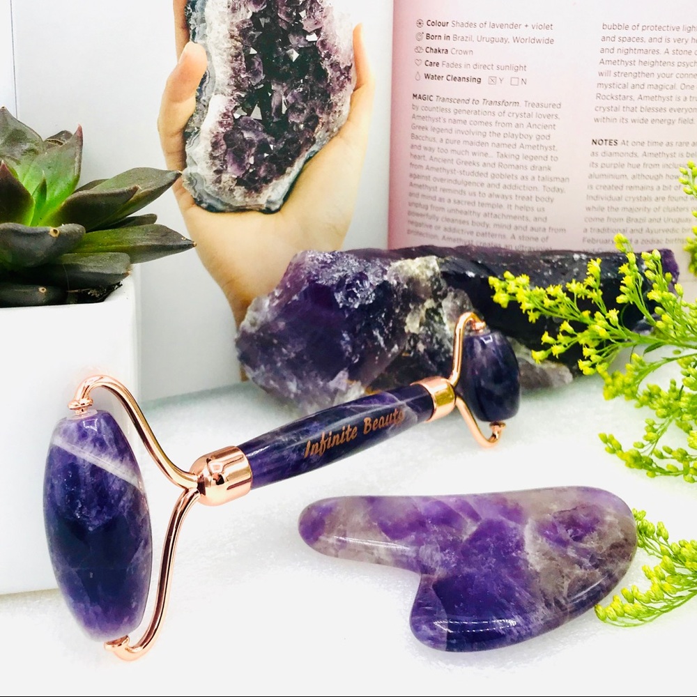 Premium Amethyst Quartz Face Roller & Massager